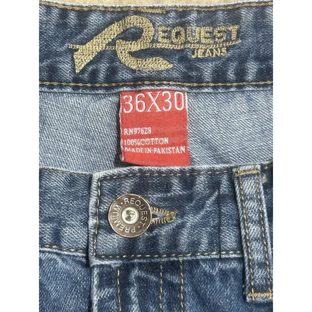 Request Jeans -  Distressed White Wash Blue‎ Denim - Men's size 36x30 RN97628
